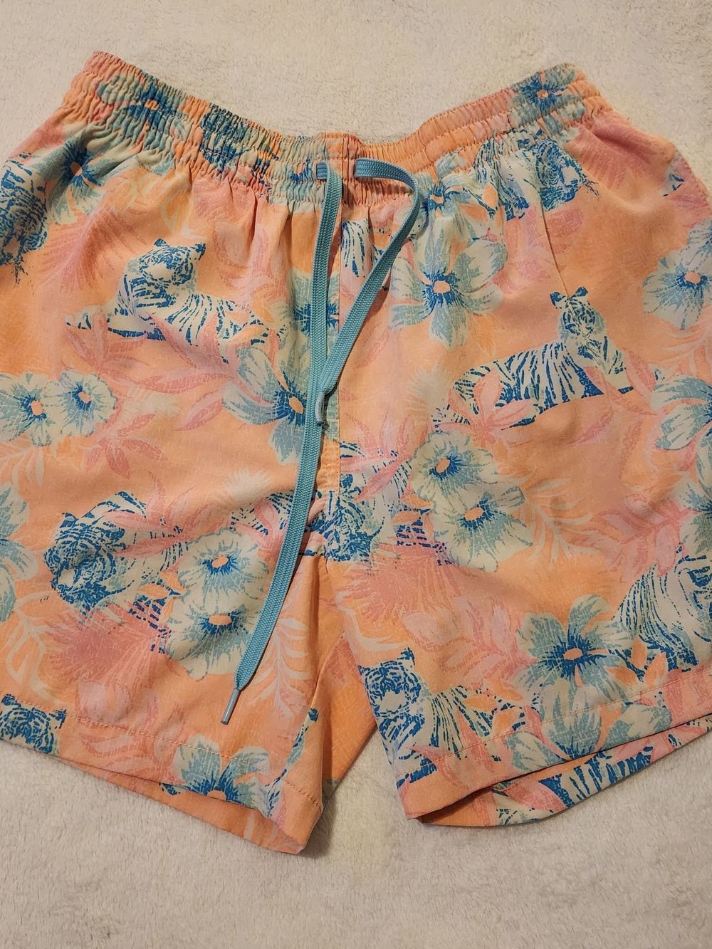 Chubbies Blue Orange Neon Floral Swim Trunks Size M